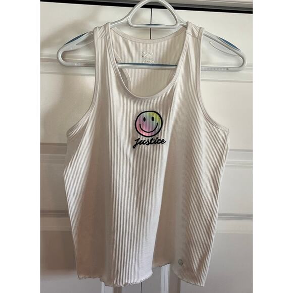 Justice XL Plus Bundle – Floral Ruffle Strap Top & Smiley Face Ribbed Tank - Picture 8 of 13